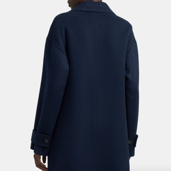 Theory easy one button coat in Double-Face Wool-Cashmere Black Classic - Picture 3 of 6